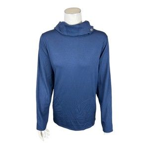 Susan Graver Weekend Plush Back Knit Funnel-Neck Top with Buttons X-Large Size